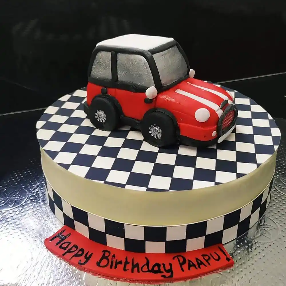 Order eggless Mini Cooper birthday cake online