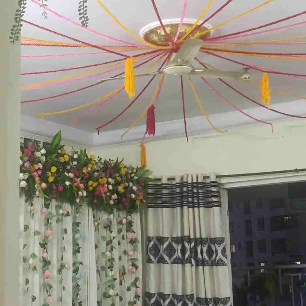 Book home wedding floral decoration with backdrop