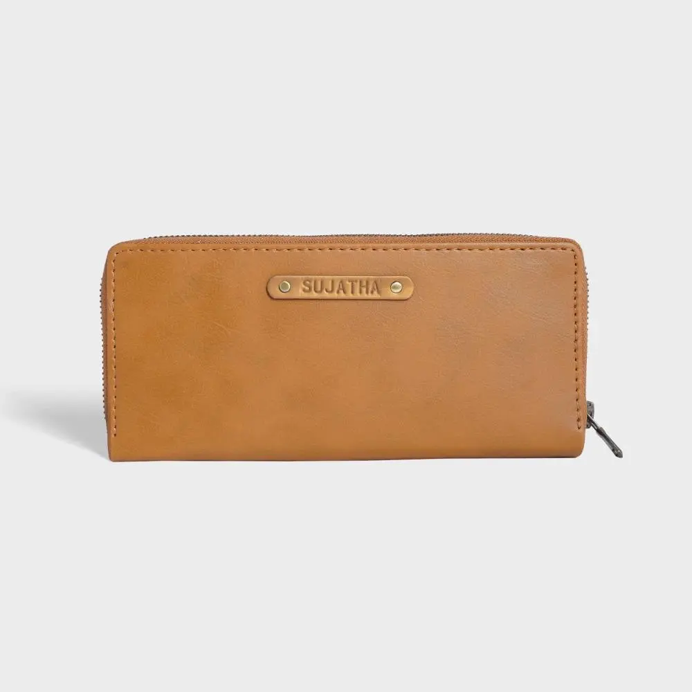 Buy Cider Tan Personalized RFID Women's Wallet Online