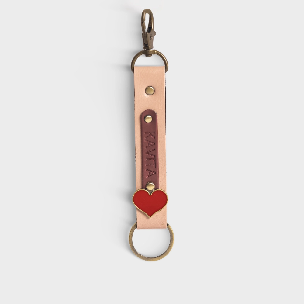 Buy Baby Pink Engraved Vegan Leather Keychain Online