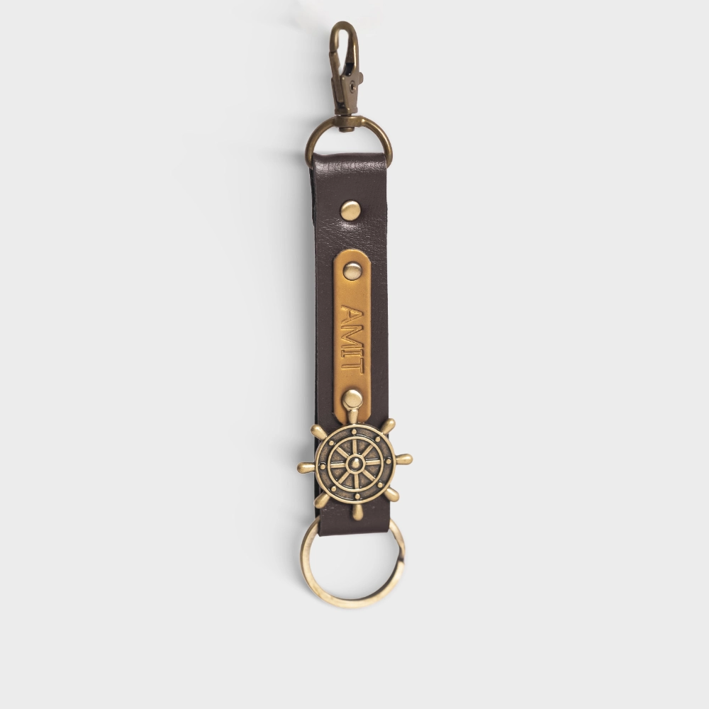 Buy Brown Personalized Vegan Leather Keychain Online