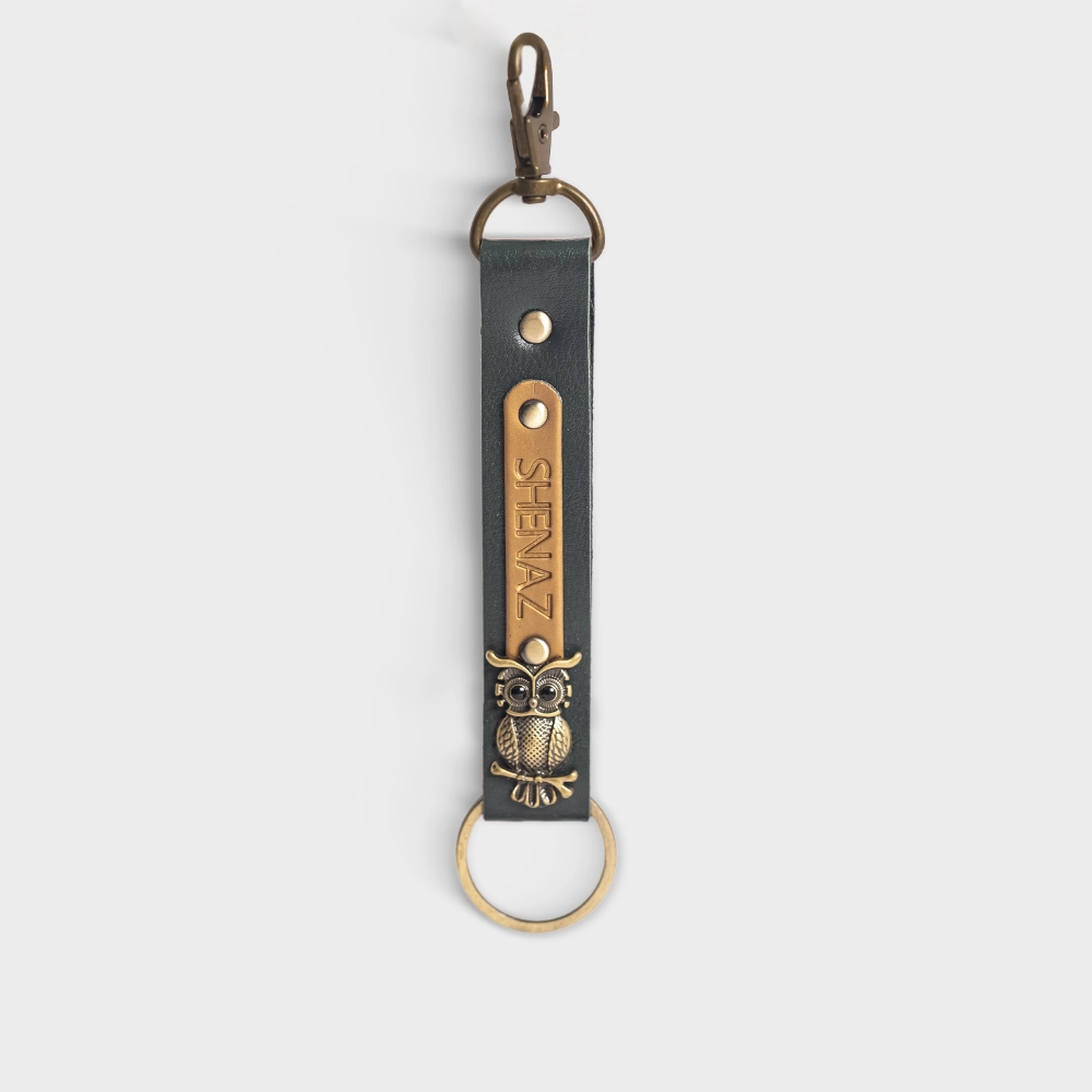 Buy Green Engraved Vegan Leather Keychain Online India