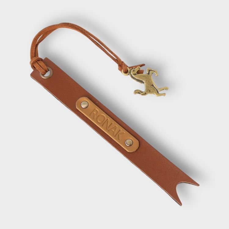 Buy Tan Personalized Vegan Leather Bookmark Online