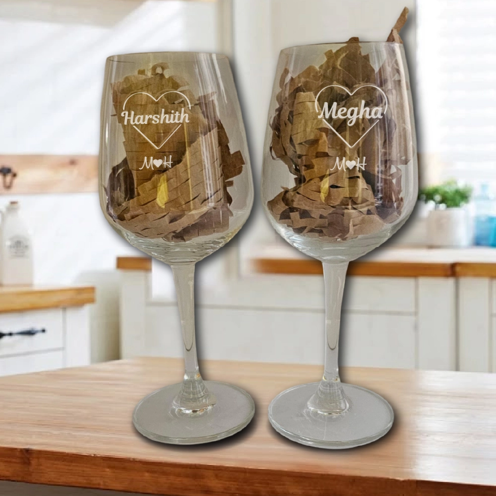 Order Custom Engraved Personalized Wine Glass Gift for Couples